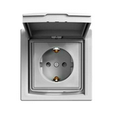 Asfora 162 dugalj földelt csapófedéllel gyerekzárral alumínium IP44 süllyesztett Schneider