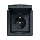 Asfora 162 dugalj földelt csapófedéllel gyerekzárral antracit IP44 süllyesztett Schneider