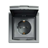 Asfora 162 dugalj földelt csapófedéllel gyerekzárral nemesacél IP44 süllyesztett Schneider