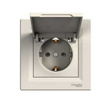 Asfora 162 dugalj földelt csapófedéllel krém IP20 süllyesztett Schneider