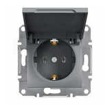 Asfora 162 dugalj földelt csapófedéllel nemesacél IP20 süllyesztett Schneider