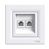 Asfora telefon csatlakozó betét teljes fedéllel 2xRJ11 műanyag fehér címketartó nélkül Schneider