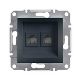 Asfora telefon csatlakozó betét közp. fedéllel 2xRJ11 műanyag antracit Schneider