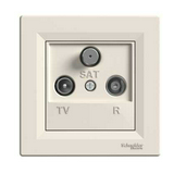 Asfora antenna aljzat TV-R-SAT süllyesztett komplett bézs 3-kimenet végzáró Schneider