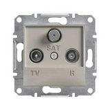 Asfora antenna aljzat TV-R-SAT süllyesztett komplett bronz 2-kimenet átmenő 4dB/860MHz Schneider