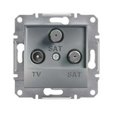 Asfora antenna aljzat TV-SAT süllyesztett komplett acél 3-kimenet végzáró 1dB/860MHz Schneider