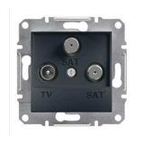 Asfora antenna aljzat TV-SAT süllyesztett komplett antracit 3-kimenet végzáró Schneider