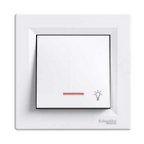 Asfora N101 nyomó betét komplett házban 1- billentyűs 1z fehér lámpa IP20 jelzőfény Schneider