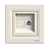 Asfora telefon csatlakozó betét teljes fedéllel RJ11 műanyag bézs címketartó nélkül Schneider