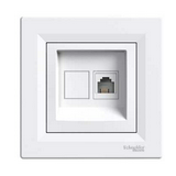 Asfora telefon csatlakozó betét teljes fedéllel RJ11 műanyag fehér címketartó nélkül Schneider