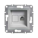 Asfora telefon csatlakozó betét közp. fedéllel RJ11 műanyag alumínium Schneider