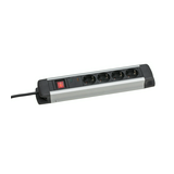 Asztali elosztósor H05VV-F 3500W 1.5mm2 1.5m túlfeszvédett 4x2P+E/230V 16A fekete ALUX as Schwabe 18354