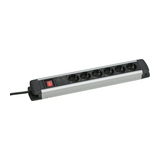 Asztali elosztósor H05VV-F 3500W 1.5mm2 1.5m túlfeszvédett 6x2P+E/230V 16A fekete ALUX as Schwabe