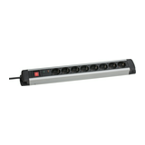 Asztali elosztósor H05VV-F 3500W 1.5mm2 1.5m túlfeszvédett 8x2P+E/230V 16A fekete ALUX as Schwabe 18368