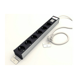 Asztali elosztósor 1.5mm2 2m 6x2P+E/230V 16A  kapcsolós fekete IP20 KS240 KONTASET