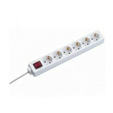 Asztali elosztósor kapcsolós 1.5mm2/ 3m 6x2P+E/230V 16A  kapcsolós fehér IP20 Bachmann