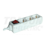 Asztali elosztósor 3680W 1.5mm2 5m 3x2P+E/230V 16A  kapcsolós fehér IP20 TRACON