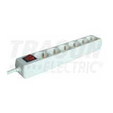 Asztali elosztósor 3680W 1.5mm2 5m 6x2P+E/230V 16A  kapcsolós fehér IP20 TRACON