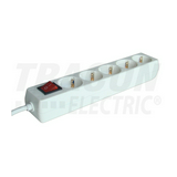Asztali elosztósor 3680W 1mm2 1.5m 5x2P+E/230V 16A  kapcsolós fehér IP20 TRACON