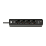 Asztali elosztósor gyerekvédős +2xUSB-töltő 1.5mm2 1.5m 4x2P+E/230V 16A kapcsolós EColor LECTRA