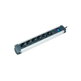 Asztali elosztósor H05VV-F 3500W 1.5mm2 1.5m túlfeszvédett 6x2P+E/230V 16A fekete ALUX as Schwabe
