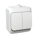 CedarPlus 105 2x1P csillárkapcsoló +jelzőfény betét komplett házban fehér falonkívüli Schneider