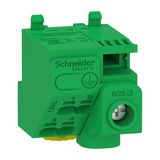 Csatlakozóblokk PE 1P 63A 440V termoplaszt 0.5-25mm2/sokerű 0.5-16mm2/tömör zöld Pragma Schneider