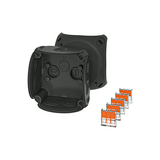 Kötődoboz  +5x221-413(0,75-2,5mm2Cu) falonkívüli 84mm x 84mm 55mm fekete DK 0102 XZ Hensel