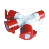 Dugaszoló adapter/elosztó 16A/400V 3x16AxPxxxV műanyag fali IP44 fehér TRACON