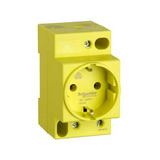 Dugaszolóaljzat 2P+F sínre sorolható sárga 250V AC 16A 5M Acti9 iPC Schneider