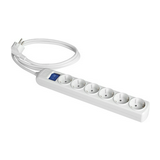 Asztali elosztósor 3680W 1.5mm2/ 3m 6x2P+E/230V 16A kapcsolós fehér IP20 SOLERA