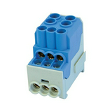 Elosztóblokk 100A kék 6x10+2x25mm2 csavaros kalapsínre UVB100-N LEIPOLD