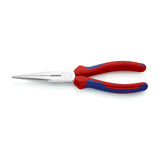Fél-kerek csőrű (gólyacsőr) fogó 61HRC vágóéllel max.d3,2/2,2mm piros-kék 200mm-hossz KNIPEX