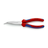 Fél-kerek csőrű (gólyacsőr) fogó 61HRC vágóéllel max.d3,2/2,2mm piros-kék 200mm-hossz KNIPEX
