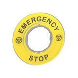 Felirati gyűrű EMERGENCY STOP sárga kerek 60mm-átmérő Harmony XB4/XB5 Schneider