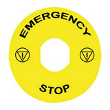 Felirati gyűrű EMERGENCY STOP sárga kerek 90mm-átmérő Harmony XB4/XB5 Schneider