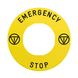 Felirati tábla vészgombhoz EMERGENCY STOP-jel sárga kerek 60mm-átmérő Harmony XB4 Schneider