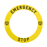 Felirati tábla vészgombhoz EMERGENCY STOP-jel üres sárga kerek 90mm-átmérő Harmony XB5 Schneider