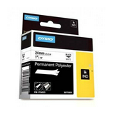 Feliratozó szalag tartós poliészter fehér/ fekete-betű 24mm 5.5m x RHINO 1734523 DYMO