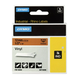 Feliratozó szalag vynil (PVC) narancs/ fekete-betű 12mm 5.5m x  hőálló  UV-álló RHINO 18435 DYMO