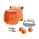 Kötődoboz 5x4x1,5mm2 E90 funkciótartó falonkívüli 104mm x 104mm 70mm narancs IP65 FK 0402 Hensel