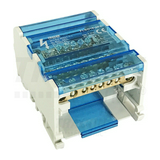 Elosztóblokk moduláris 80A/500VAC/DC 1x16+5x10mm2 nyitható fedéllel 4P 16mm2 TRACON