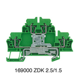 Földelő sorkapocs TS35 2-szintes 0.5-2.5mm2/érvéghüvely zöld/sárga ZDK 2.5PE Weidmüller