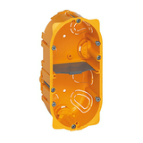 Gipszkarton szerelvénydoboz 2-es ovális 142mm 73mmx 67mm-átmérő sárga műanyag BatiBox LEGRAND