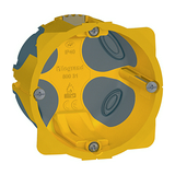 Gipszkarton szerelvénydoboz gumis 1-es kerek 71mmx 71mmx 67mm-átmérő sárga EcoBatibox LEGRAND