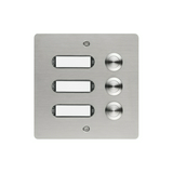 Csengőnyomó panel LED/8-16VADC 130x220x19mm 3-lakás falonkívüli nemesacél ETA 503 V2A AP GROTHE