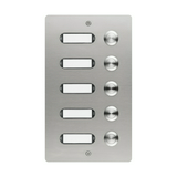 Csengőnyomó panel LED/8-16VADC 130x220x19mm 5-lakás falonkívüli nemesacél ETA 505 V2A AP GROTHE