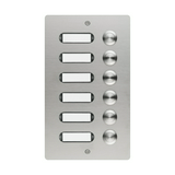 Csengőnyomó panel LED/8-16VADC 130x220x19mm 6-lakás falonkívüli nemesacél ETA 506 V2A AP GROTHE