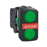 Hármas nyomógomb komplett műa. d22 I/STOP/II piros/zöld magas visszaugró 2z Harmony XB5 Schneider