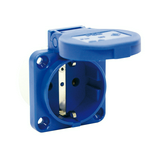 Háztartási dugalj beépíthető 2P+E +csapófedél 16A 3P 250V műanyag 50x50mm kék egyenes S-Nova PCE